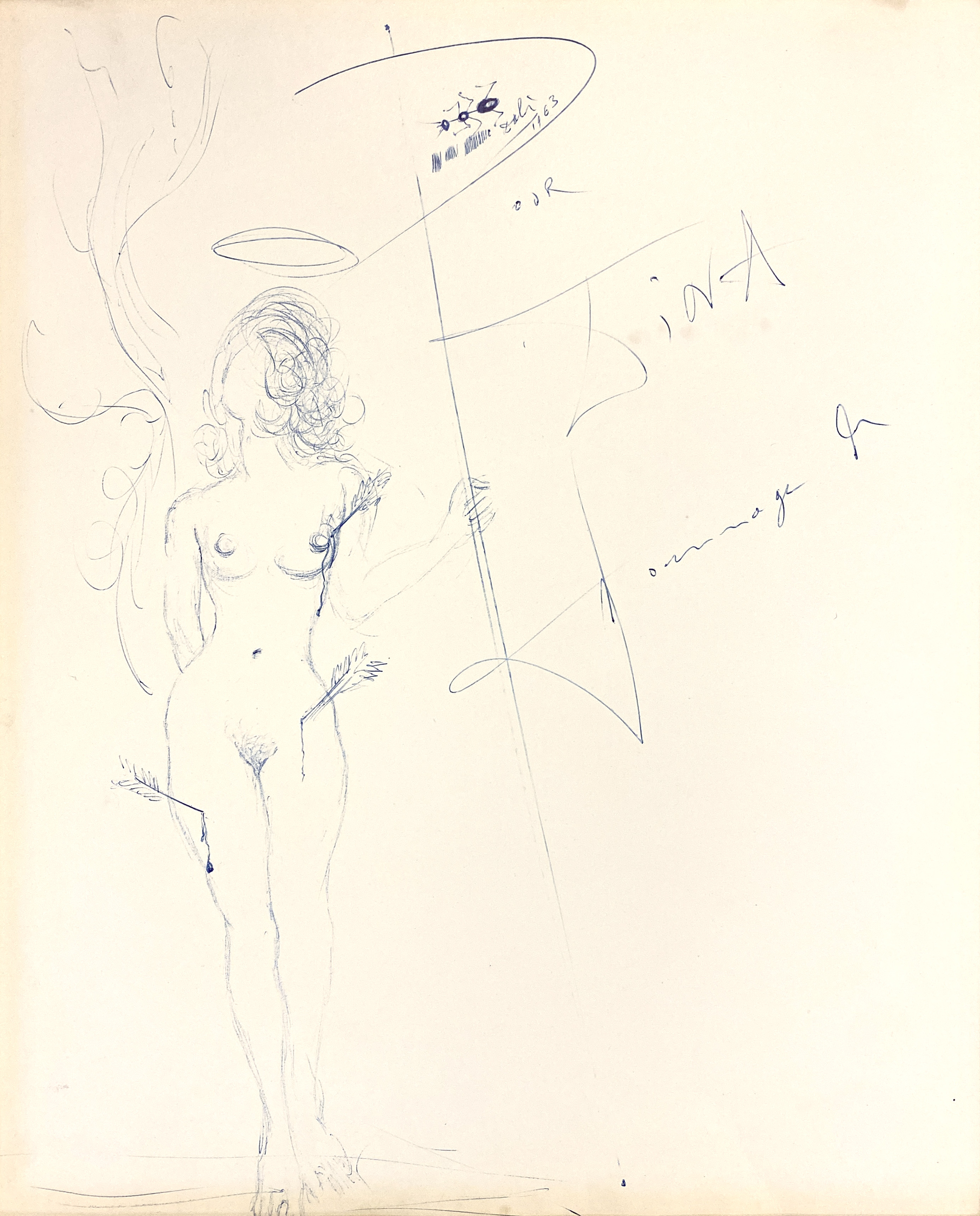 Appraisal: SALVADOR DALI SPANISH - DINA HOMMAGE pen and ink on