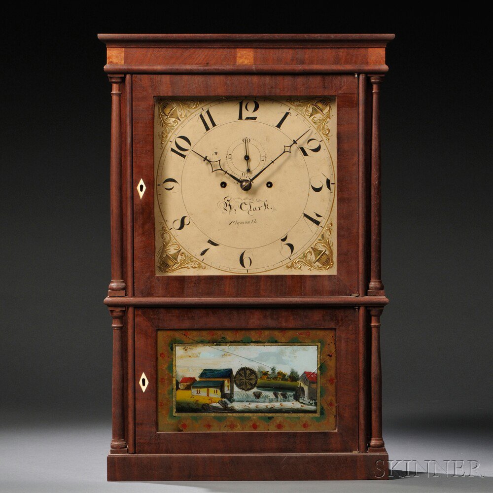 Appraisal: Heman Clark Mahogany Shelf Clock Plymouth Connecticut c case-on-case form