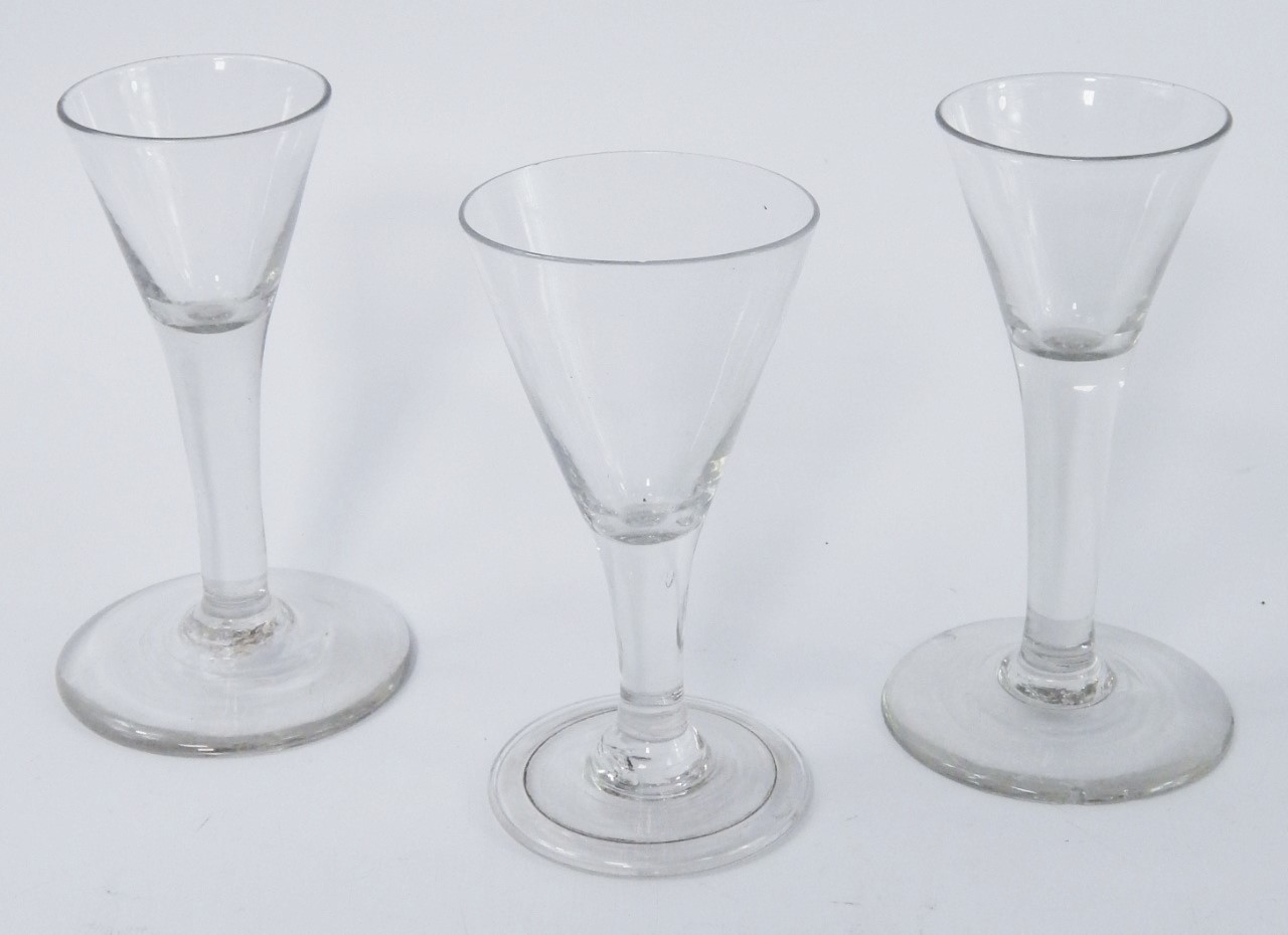 Appraisal: A George III wine glass the funnel bowl raised on