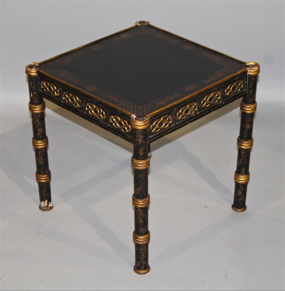 Appraisal: ITALIAN EBONIZED AND GILT DECORATED SMALL TABLE LATE TH C