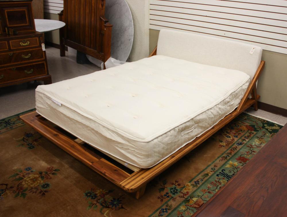 Appraisal: CONTEMPORARY 'DROMMEN' ACACIA QUEEN PLATFORM BED WITH ACCESSORIES retailed by