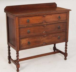 Appraisal: ENGLISH JACOBEAN STYLE OAK DRAWER CHEST WITH BARLEY TWIST LEGS