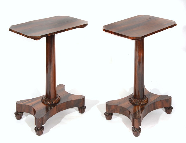 Appraisal: A PAIR OF GEORGE IV FIGURED ROSEWOOD WINE TABLES with