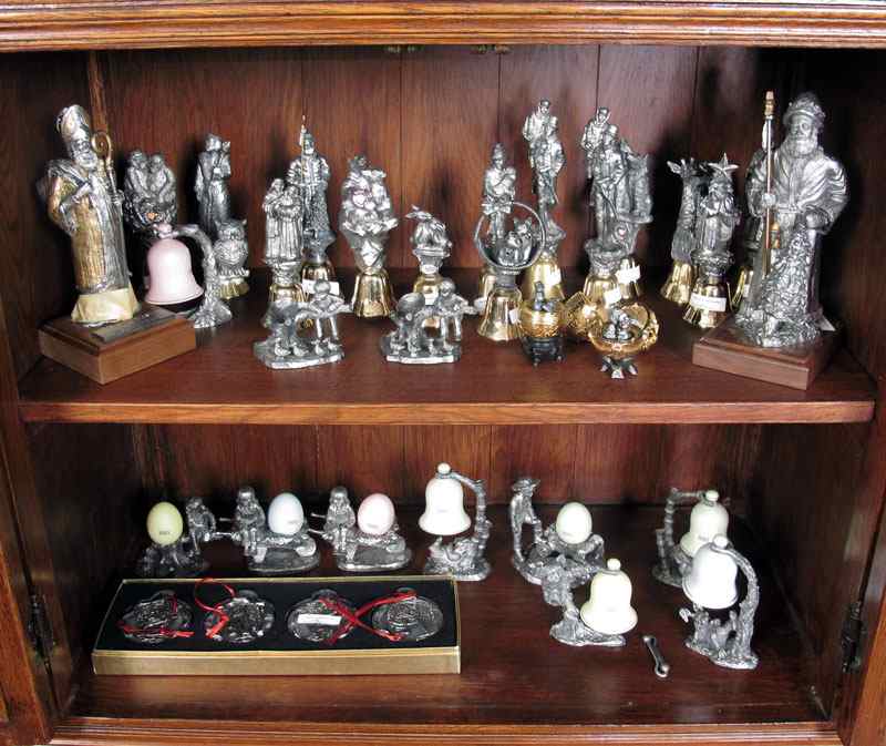 Appraisal: COLLECTION OF MICHAEL RICKER PEWTER CHRISTMAS FIGURINES Approx pieces to