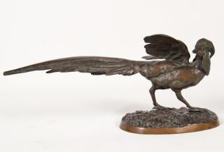 Appraisal: FRENCH BRONZE PHEASANT WITH GOOD RICH BROWN PATINA FRENCH BRONZE