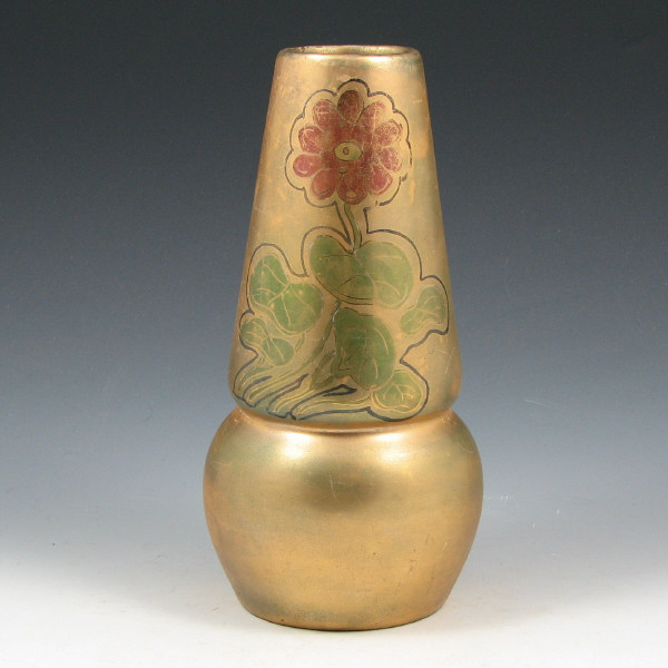 Appraisal: Swastika Keramos Iridescent Floral Vase Swastika Keramos Owen China Co