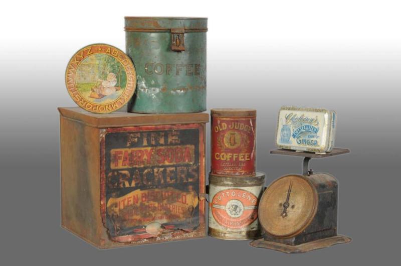 Appraisal: Lot of Miscellaneous Advertising Items Description Includes five food tins