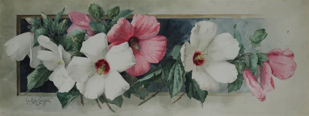 Appraisal: PAUL DE LONGPRE AMERICAN - HIBISCUS Watercolor on paper x