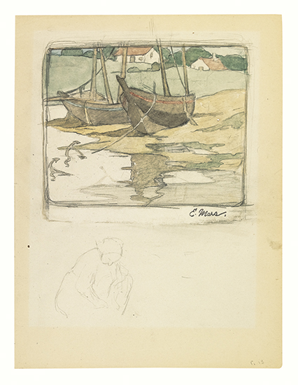 Appraisal: ETHEL MARS Harbor Scene Watercolor and pencil on cream wove