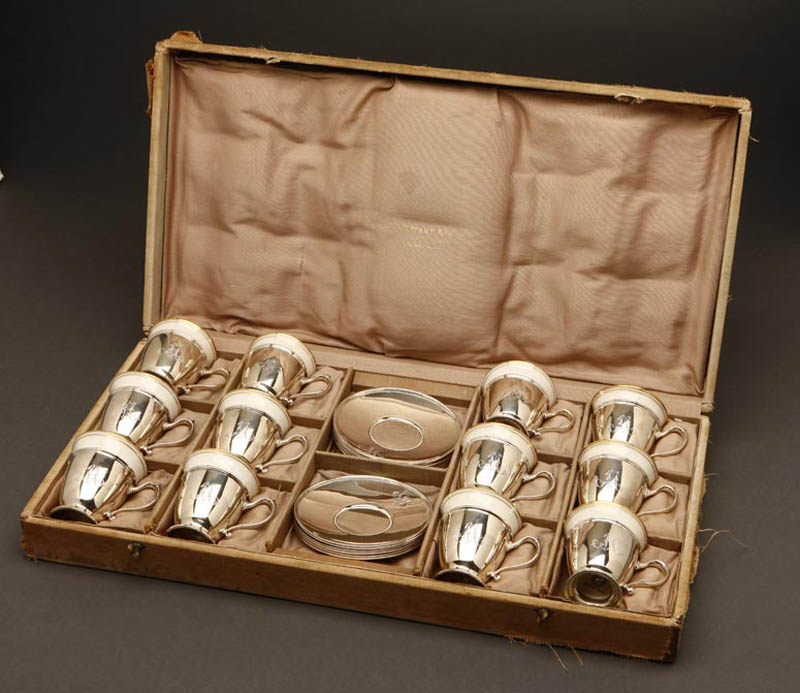 Appraisal: Tiffany Co sterling demitasse cups Lenox liners Tiffany Co sterling