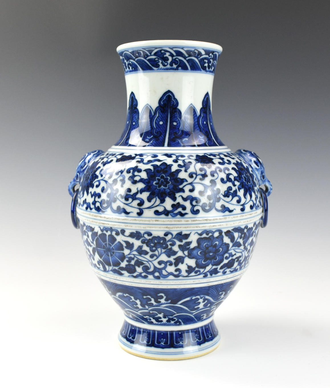 Appraisal: CHINESE BLUE WHITE VASE W QIANLONG MARK sturdily potted with