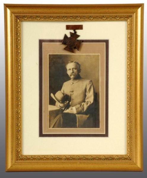 Appraisal: Framed Photograph of Confederate Officer Medal Description Southern Cross of