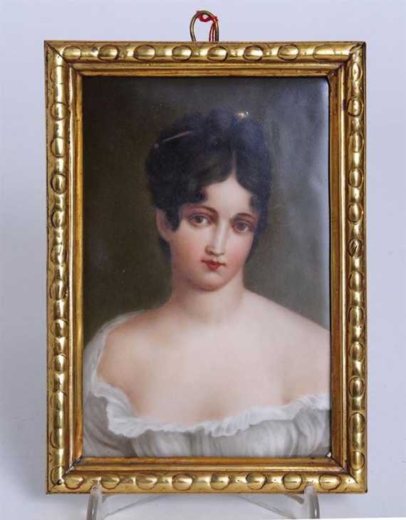 Appraisal: PORTRAIT OF MME RECAMIER Monogrammed verso NS and dated Painted