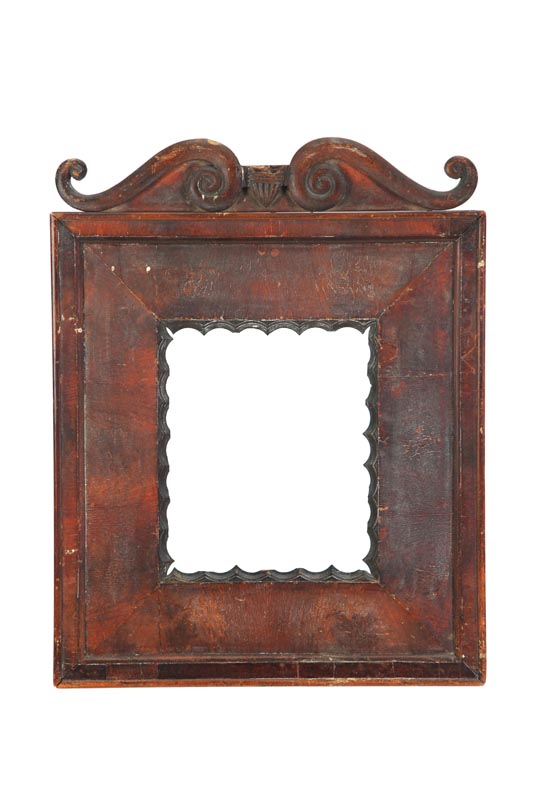 Appraisal: CARVED PICTURE FRAME American th century mahogany and poplar Scrolled