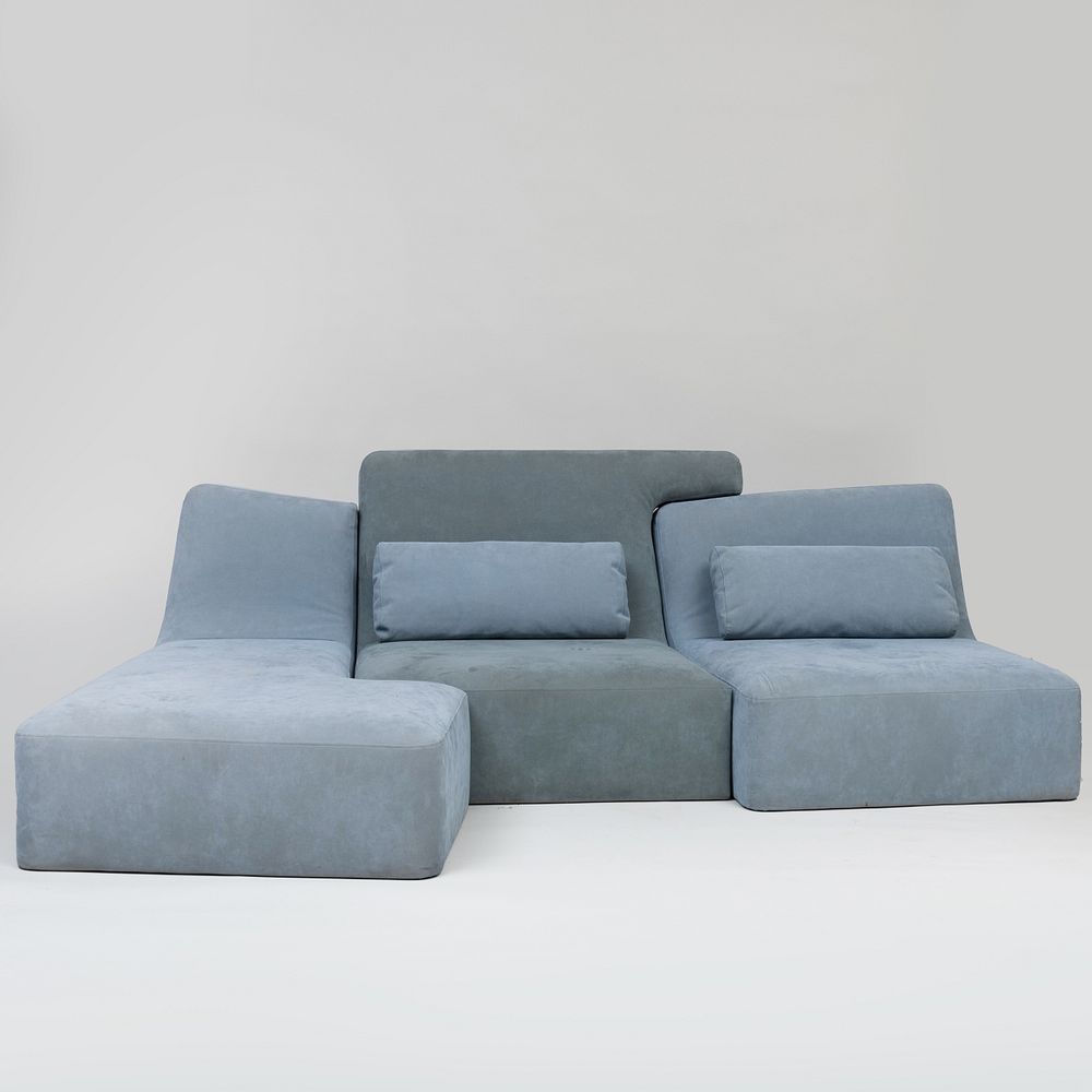 Appraisal: Ligne Roset Blue Microsuede Modular Sofa x ft in x