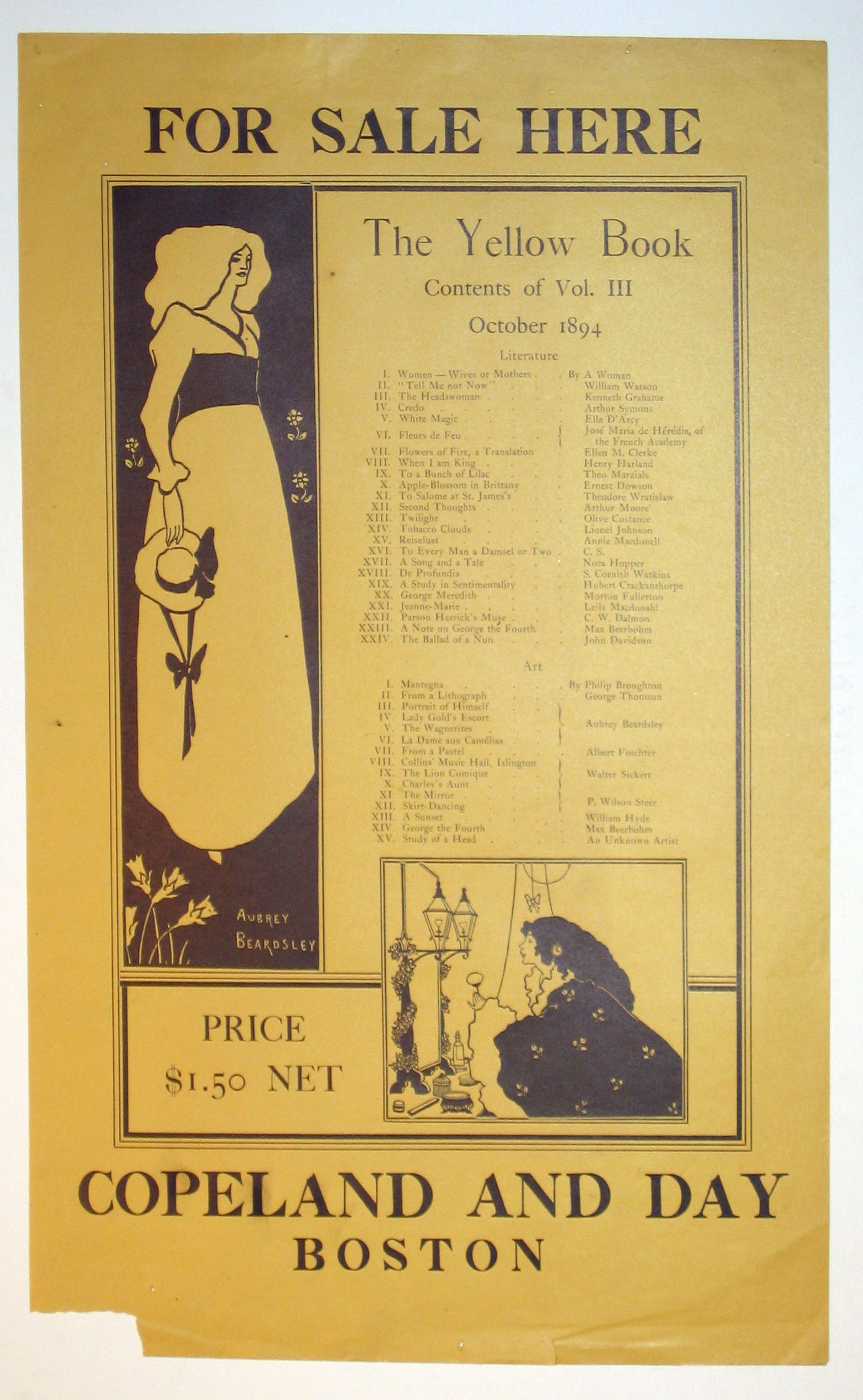 Appraisal: piece Poster Beardsley Aubrey The Yellow Book Vol III October