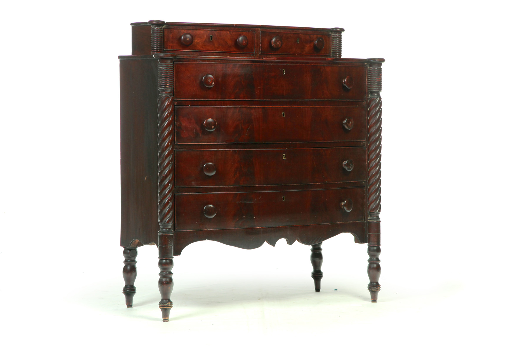 Appraisal: SHERATON BOWFRONT CHEST American first quarter th century Pine with