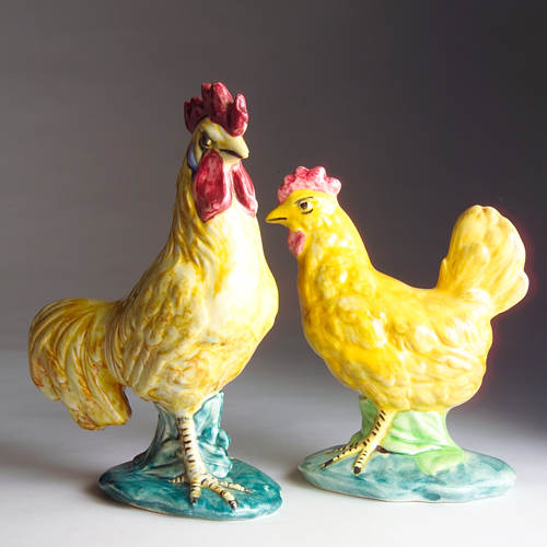 Appraisal: Two STANGL yellow Roosters and Both marked and