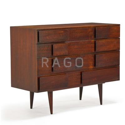 Appraisal: GIO PONTI - SINGER SONS Figured walnut four drawer dresser