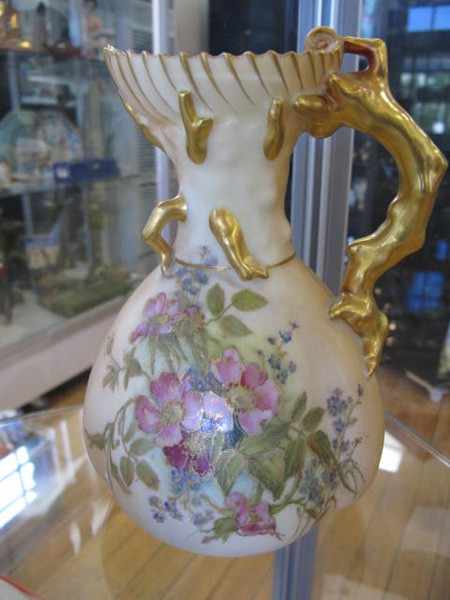 Appraisal: ROYAL WORCESTER HAND PAINTED AND GILDED BLUSH IVORY JUG