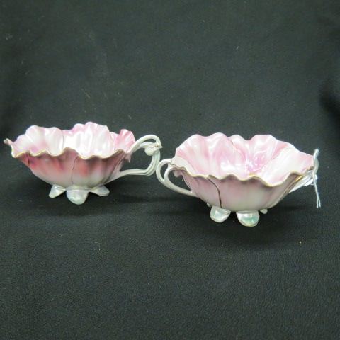 Appraisal: Royal Bayrueth Pansy Figural Creamer Sugar lavender pearlized tall diameter