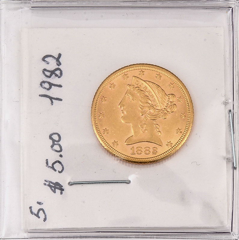 Appraisal: US GOLD LIBERTY HEAD COIN Ungraded gold half eagle approx