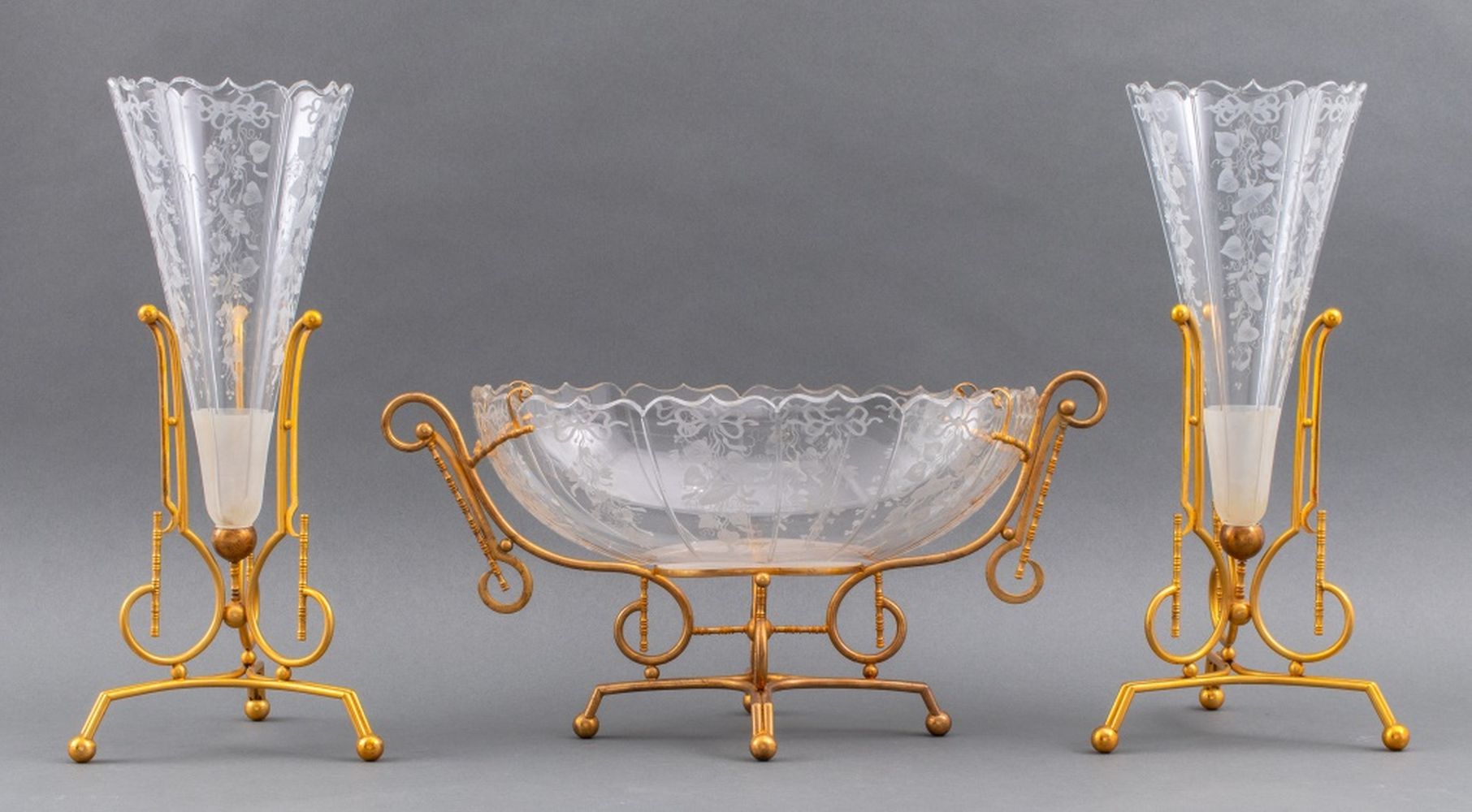 Appraisal: AESTHETIC MOVEMENT GARNITURE DE TABLE SET PCS Aesthetic Movement three-piece