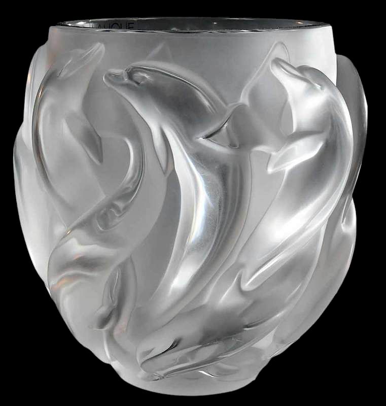 Appraisal: Lalique Dauphin Glass Vase engraved Lalique France Lalique Paris label