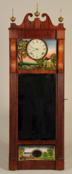 Appraisal: Connecticut Mirror Clock by Joseph Ives Description Circa Mahogany veneered