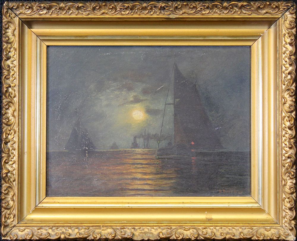 Appraisal: American School th C Nautical Painting Signed American School th