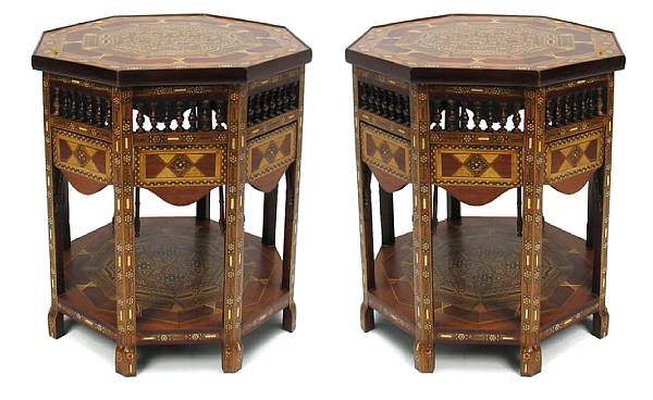 Appraisal: A pair of Moorish style octagonal tea tables height in