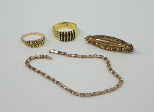 Appraisal: A carat gold bracelet broken a carat gold oval brooch