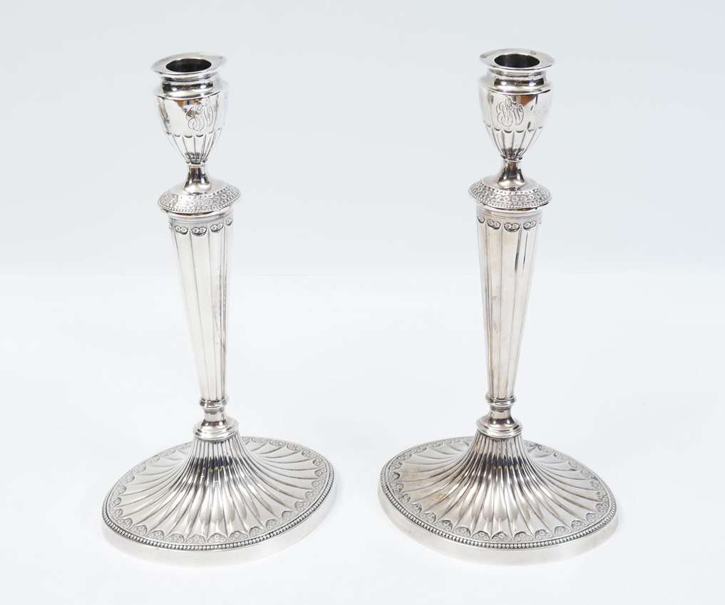 Appraisal: PAIR CRICHTON ENGLISH STERLING CANDLESTICKS Pair of single light candlesticks