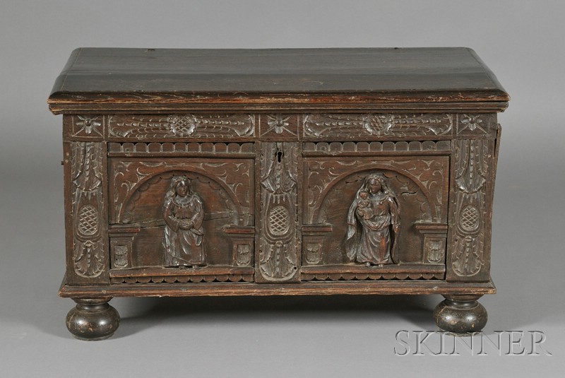 Appraisal: Jacobean Carved Oak Blanket Chest th century rectangular top above