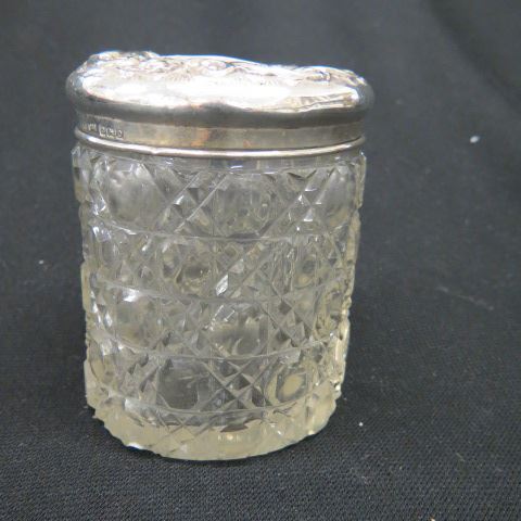 Appraisal: Sterling Silver Cut Glass Dresser Box English hallmarks tall base