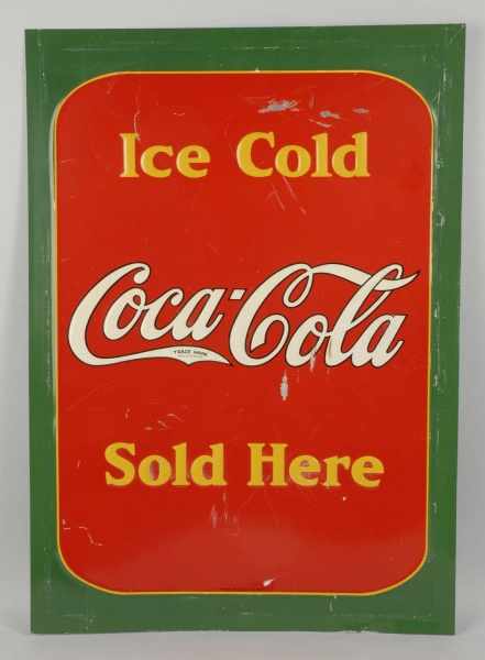 Appraisal: Embossed Tin Coca-Cola Sidewalk Sign Description Fairly heavy scuffs scrapes