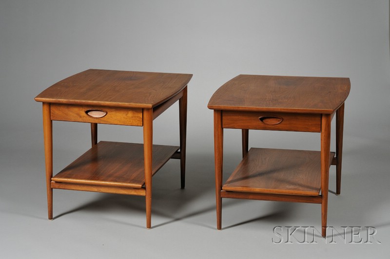 Appraisal: Pair of Paine Furniture Walnut End Tables Heritage Collection rectangular