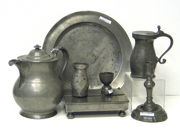 Appraisal: An assembled grouping of pewter th th century Comprising large