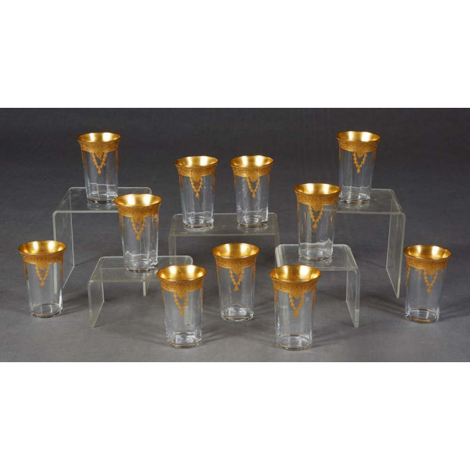 Appraisal: Set of Eleven Moser Style Juice Glasses early th c