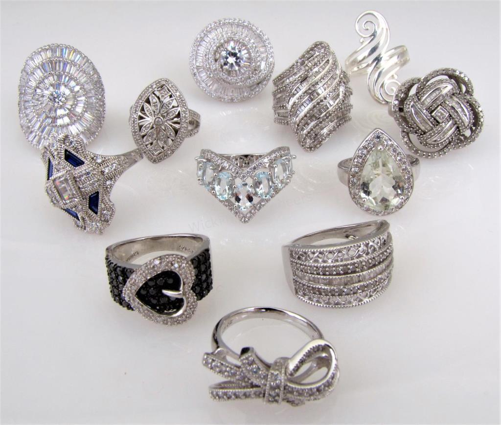 Appraisal: A group of sterling silver fashion Rings total all with