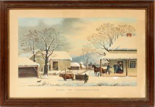 Appraisal: AFTER CURRIER AND IVES LITHOGRAPH H W HOME TO THANKSGIVING