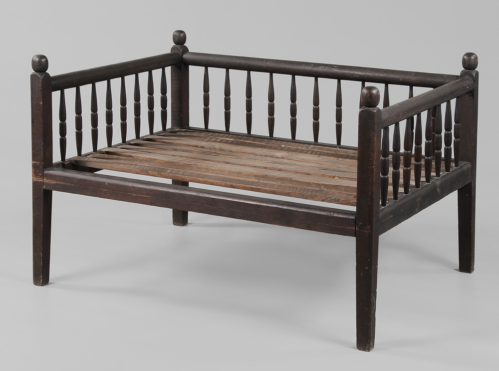 Appraisal: Mouzon Family Tiger Maple Child's Bed attributed to North Carolina