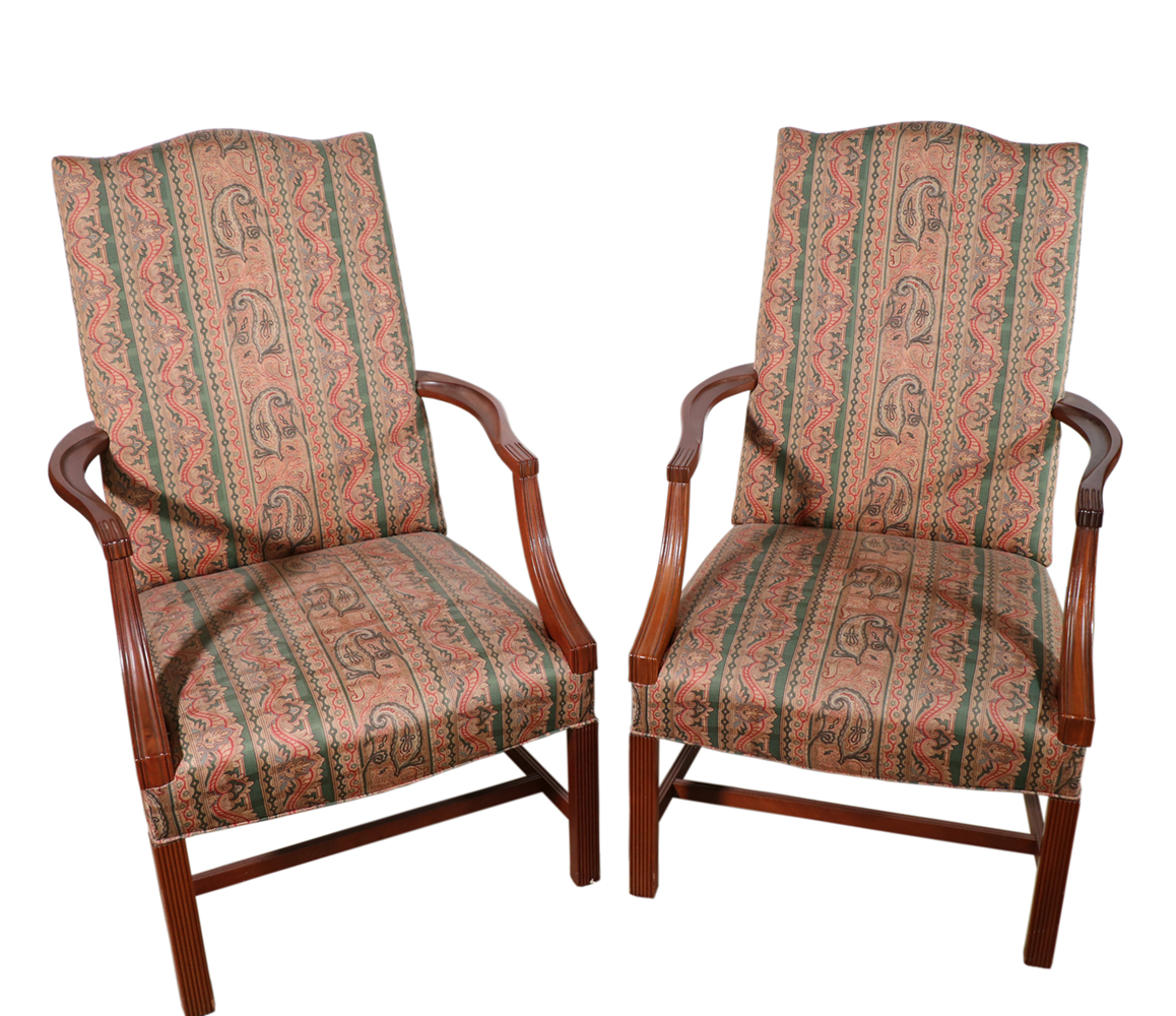 Appraisal: PR OF LOLLING CHAIRS Custom pair by Hickory Chair Company