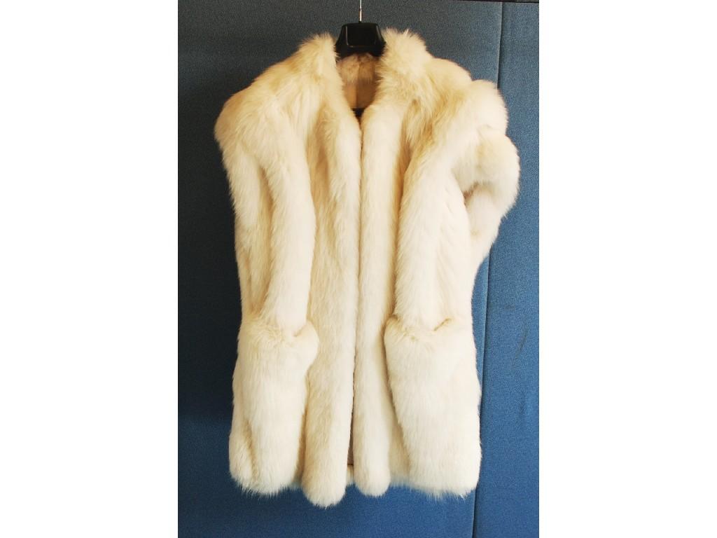 Appraisal: LADY'S PURE WHITE FOX FUR FULL LENGTH COAT armless and