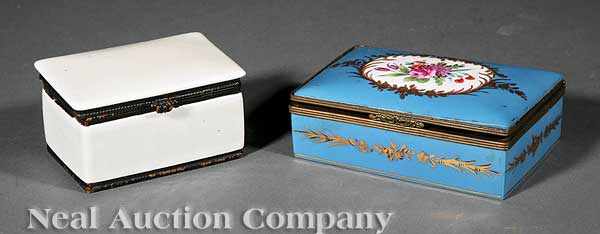 Appraisal: Two Porcelain Toilette Boxes mid- th c including a Sevres