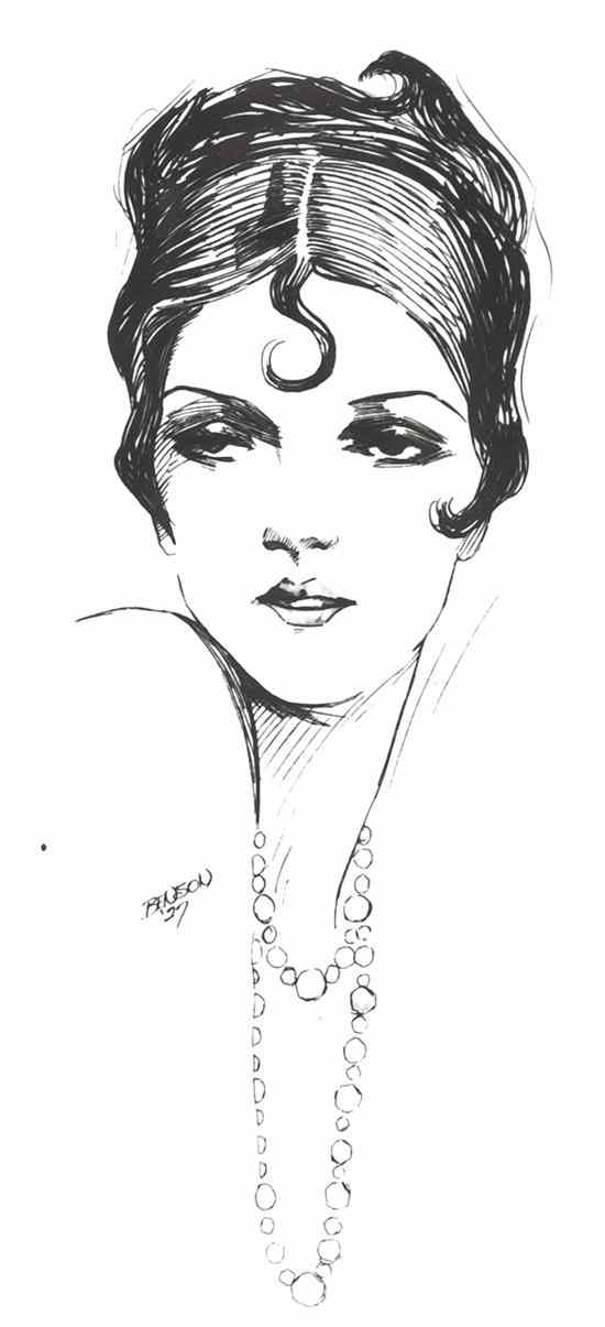 Appraisal: Benson American th century Portrait of a Flapper ink drawing