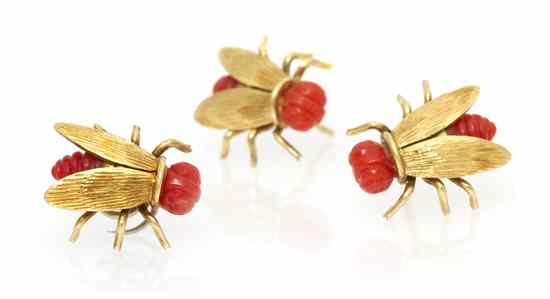 Appraisal: A Set of Karat Yellow Gold and Coral Jewelry Tiffany