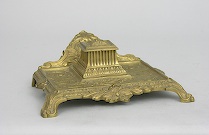 Appraisal: French Dore Footed Inkwell Very decorative dore inkwell with a