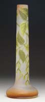 Appraisal: GALLE CAMEO VASE Chartreuse and olive colored leaves and seed