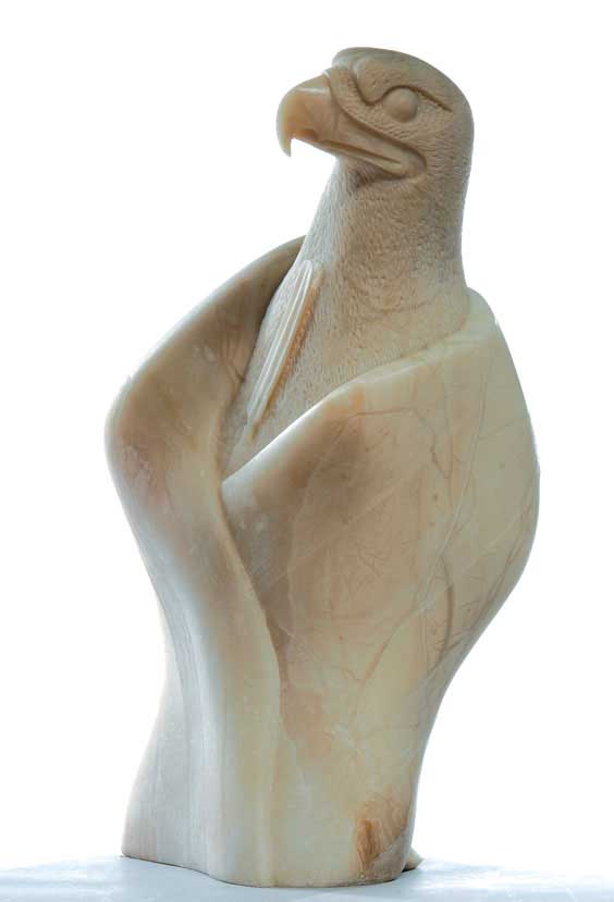 Appraisal: NATIVE AMERICAN ALABASTER SCULPTURE Contemporary Native American carved alabaster sculpture